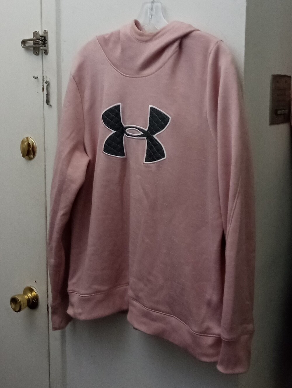 Under Armour Women's Dusty Pink Pullover Hoodie with Black Logo